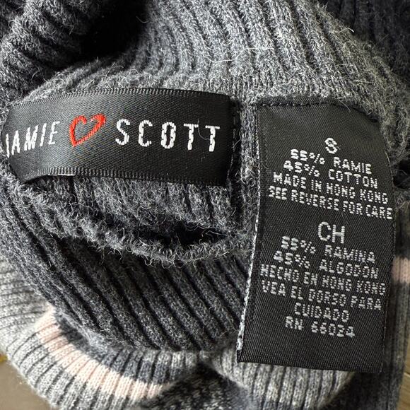 Vintage 90s Y2k Striped Turtleneck Ribbed Sweater Shoujo Girl Gloomy Coquette S - Picture 5 of 6